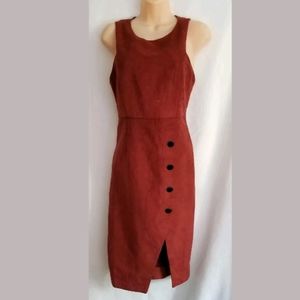 NWT Forever 21 Sleeveless Rust Dress Front Slit Decorative Buttons Size Small